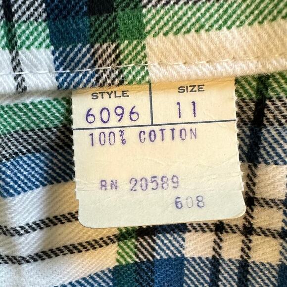 NWT Vintage 60s 70s Green Plaid Flared Cuffed Pants 4/6 - Picture 7 of 12